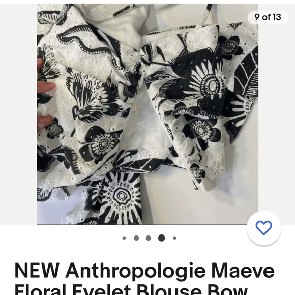 Anthropologie Maeve Floral  Black and White Eyelet Crop Top - Picture 5 of 14
